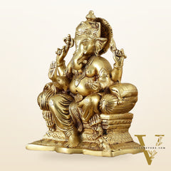 Handcrafted Pure Brass Ganesha Idol – 10" Height