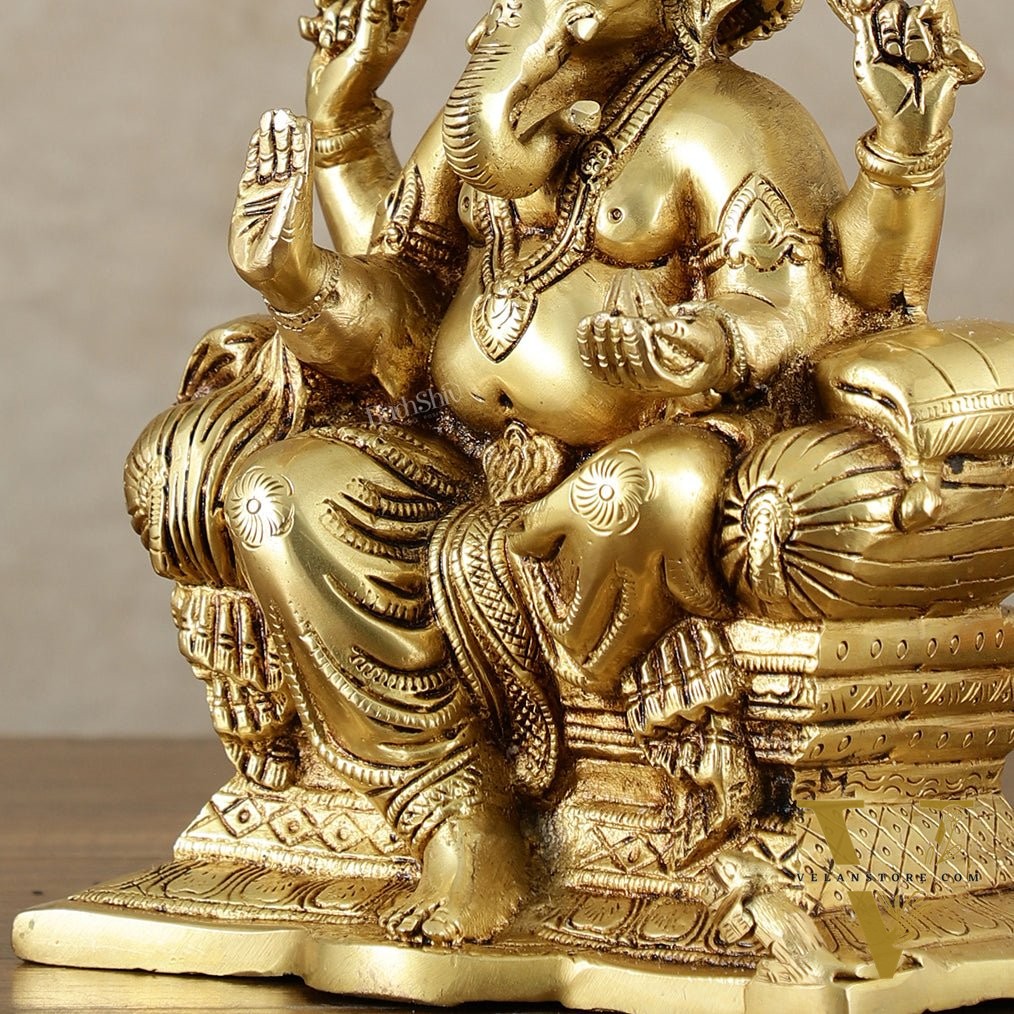 Handcrafted Pure Brass Ganesha Idol – 10" Height