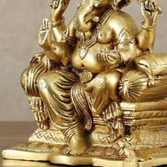 Handcrafted Pure Brass Ganesha Idol – 10" Height