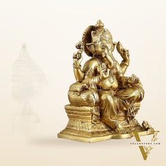 Handcrafted Pure Brass Ganesha Idol – 10" Height