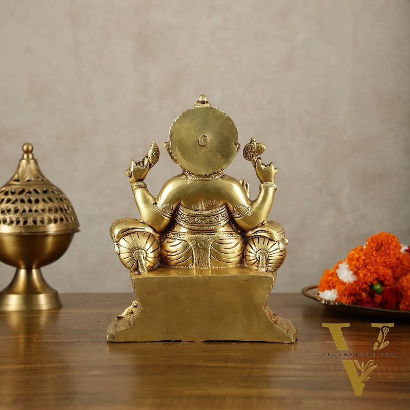 Handcrafted Pure Brass Ganesha Idol – 10" Height