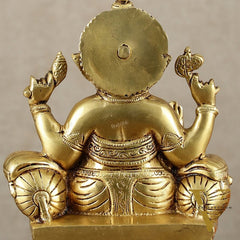 Handcrafted Pure Brass Ganesha Idol – 10" Height