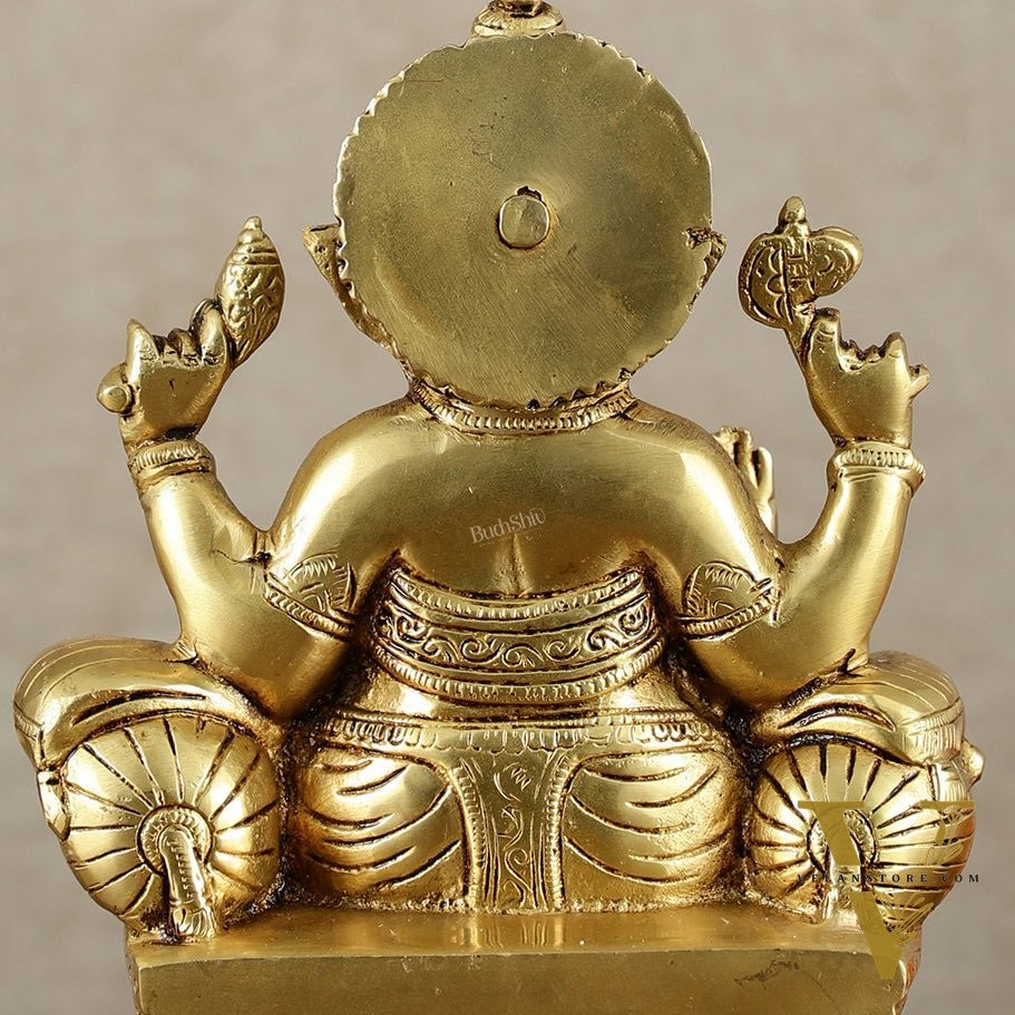Handcrafted Pure Brass Ganesha Idol – 10" Height