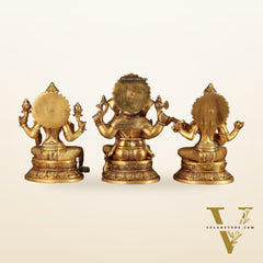 Handcrafted Pure Brass Ganesha Lakshmi Saraswati Set – 11.5"