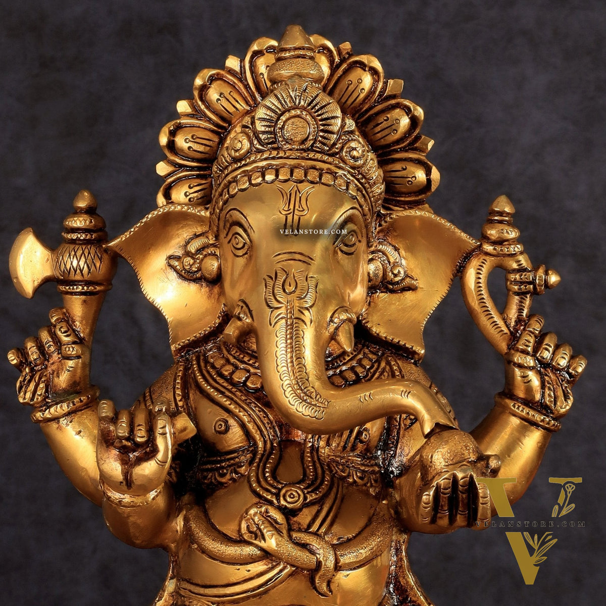 Handcrafted Pure Brass Ganesha Lakshmi Saraswati Set – 11.5"