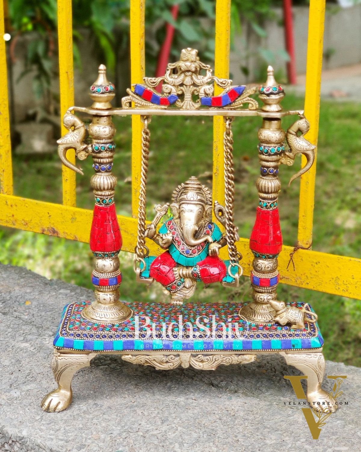 Handcrafted Pure Brass Ganesha Swing - 13.5 inches