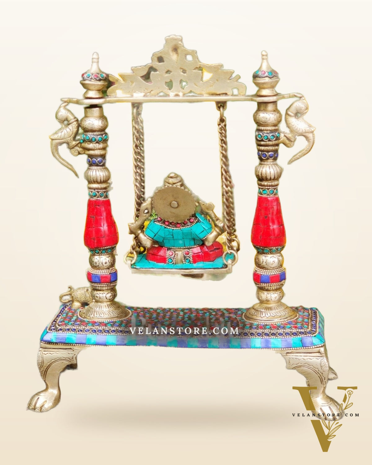 Handcrafted Pure Brass Ganesha Swing - 13.5 inches