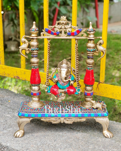 Handcrafted Pure Brass Ganesha Swing - 13.5 inches