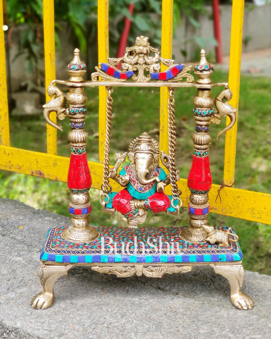 Handcrafted Pure Brass Ganesha Swing - 13.5 inches