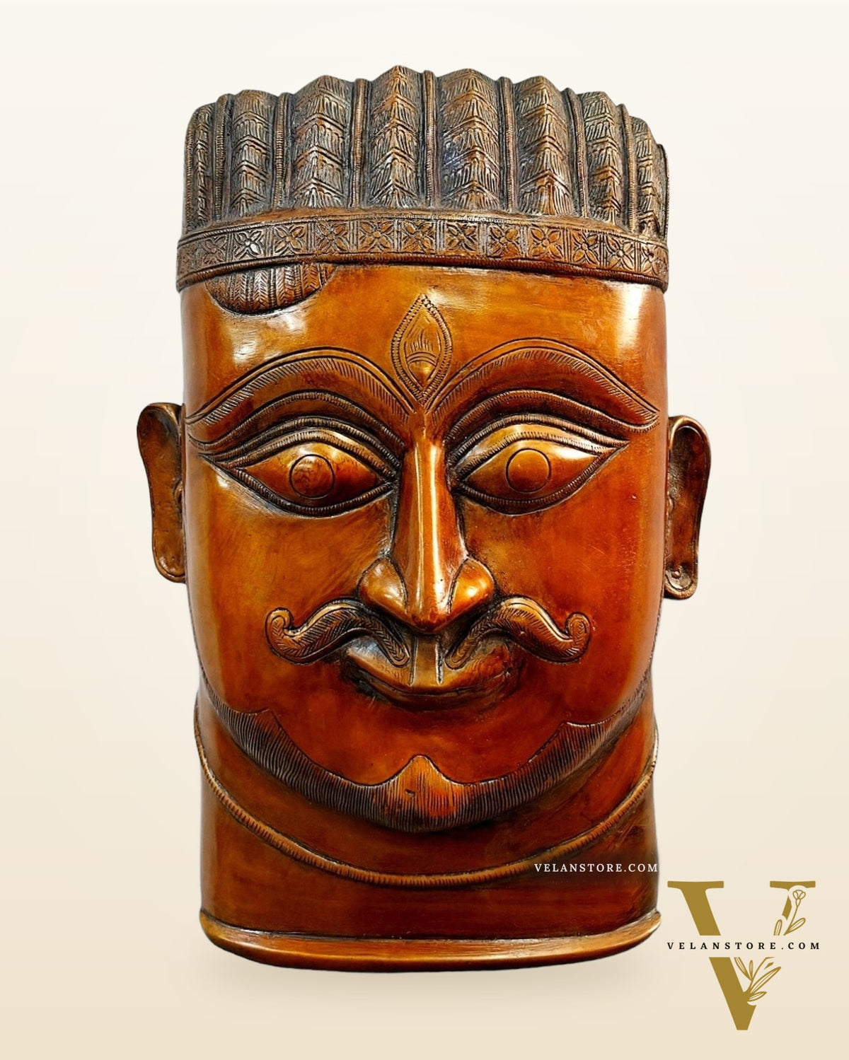 Handcrafted Pure Brass Kaal Bhairava Wall Hanging - 13.5"