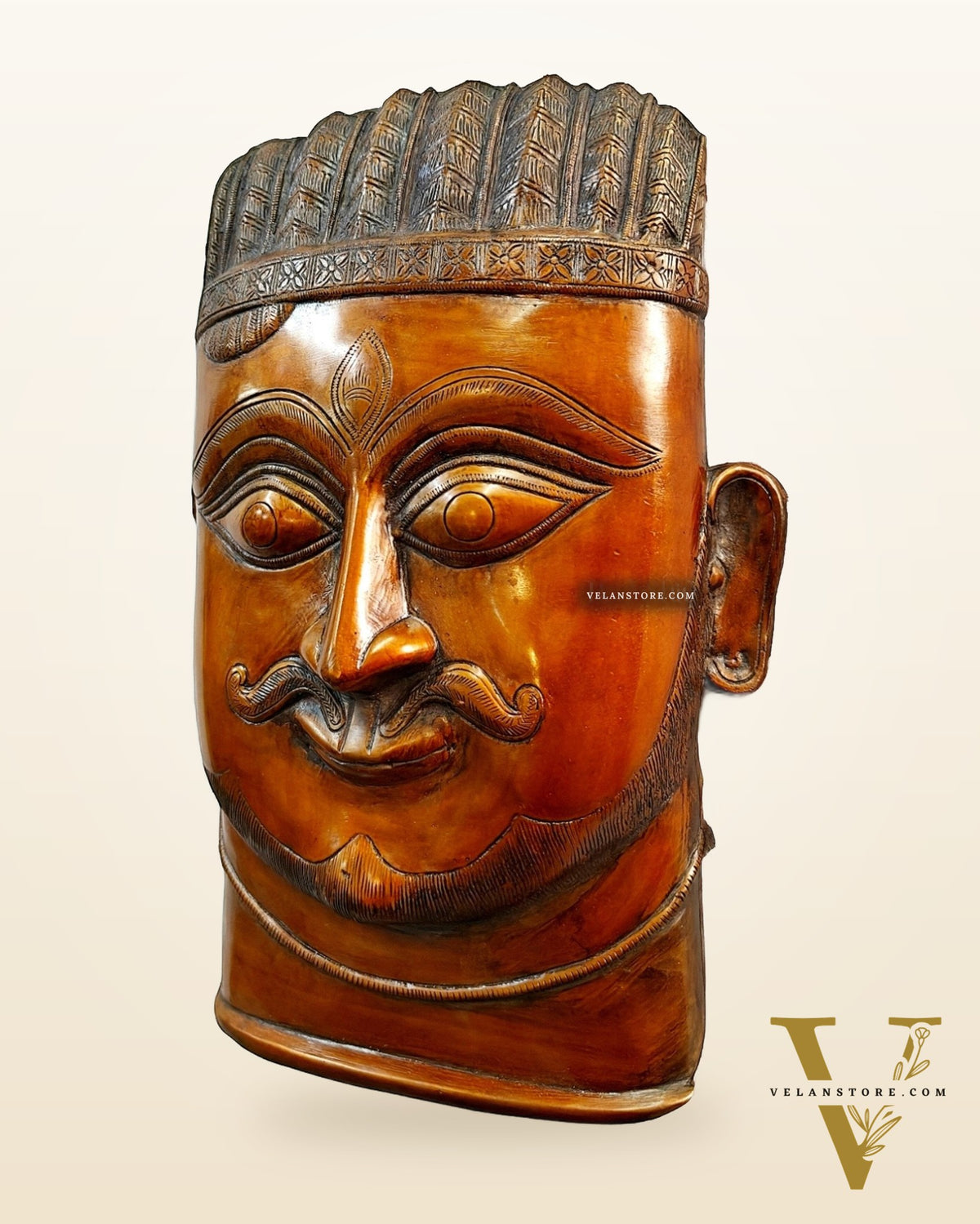 Handcrafted Pure Brass Kaal Bhairava Wall Hanging - 13.5"