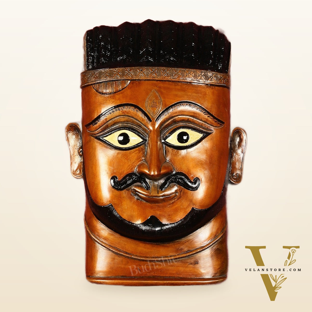 Handcrafted Pure Brass Kaal Bhairava Wall Hanging - 13.5"
