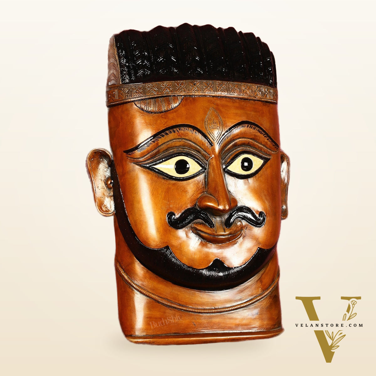 Handcrafted Pure Brass Kaal Bhairava Wall Hanging - 13.5"