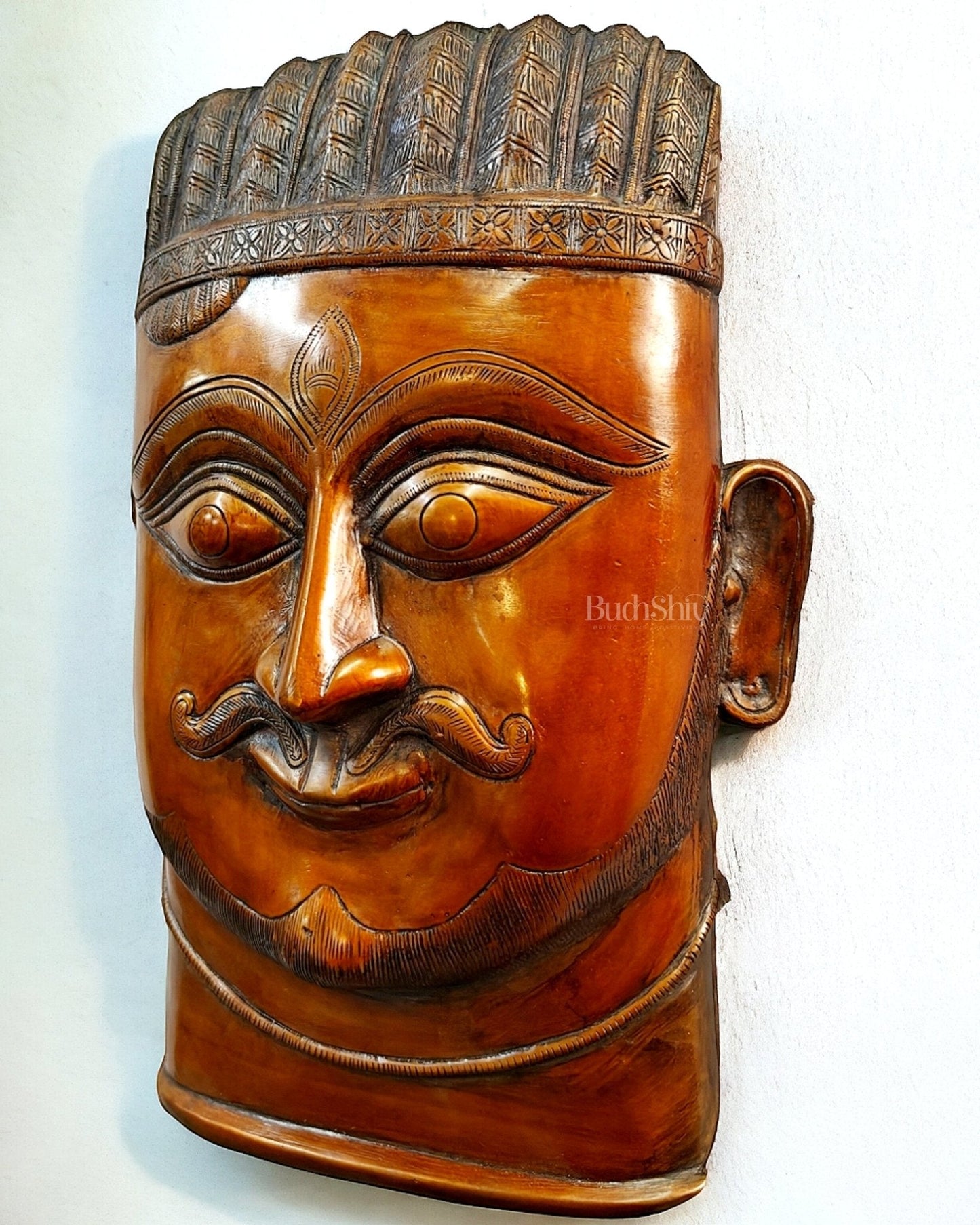 Handcrafted Pure Brass Kaal Bhairava Wall Hanging - 13.5"