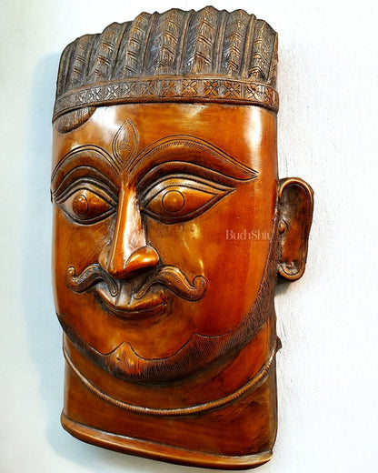 Handcrafted Pure Brass Kaal Bhairava Wall Hanging - 13.5"