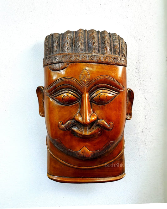 Handcrafted Pure Brass Kaal Bhairava Wall Hanging - 13.5"