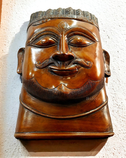 Handcrafted Pure Brass Kaal Bhairava Wall Hanging - 13.5"