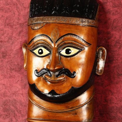 Handcrafted Pure Brass Kaal Bhairava Wall Hanging - 13.5"