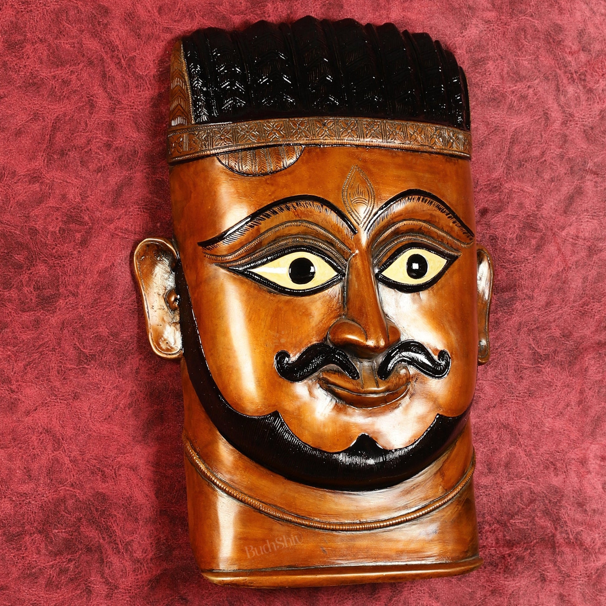 Handcrafted Pure Brass Kaal Bhairava Wall Hanging - 13.5"