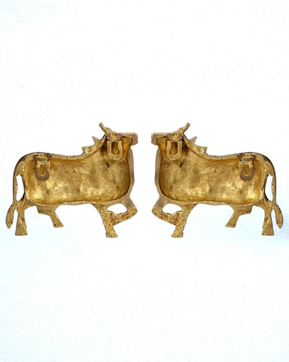 Handcrafted Pure Brass Kamdhenu Cow Wall Hanging for Pooja Room - 5"