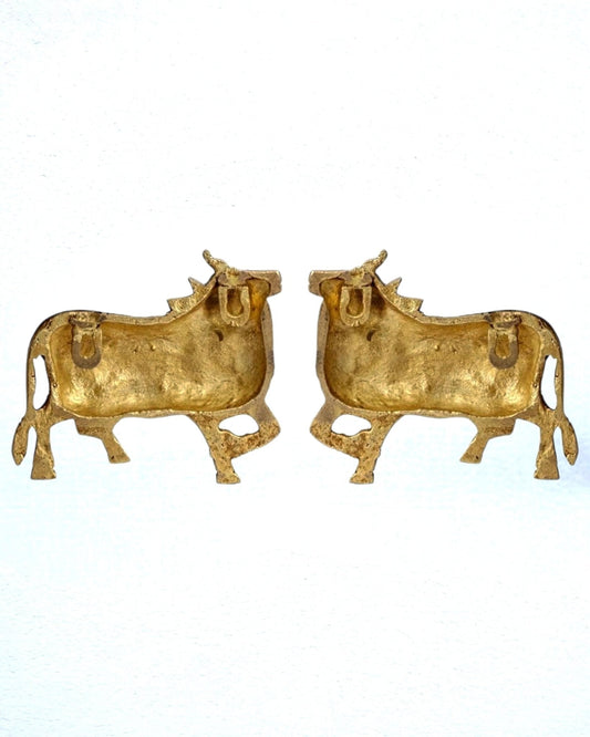 Handcrafted Pure Brass Kamdhenu Cow Wall Hanging for Pooja Room - 5"