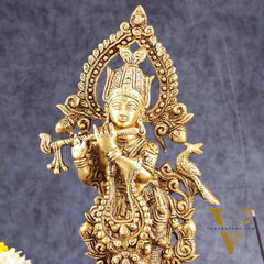 Handcrafted Pure Brass Lord Krishna Statue - 13.5 Inch