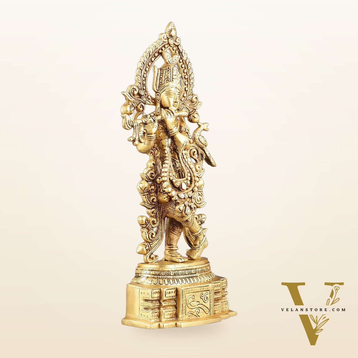 Handcrafted Pure Brass Lord Krishna Statue - 13.5 Inch
