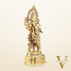 Handcrafted Pure Brass Lord Krishna Statue - 13.5 Inch
