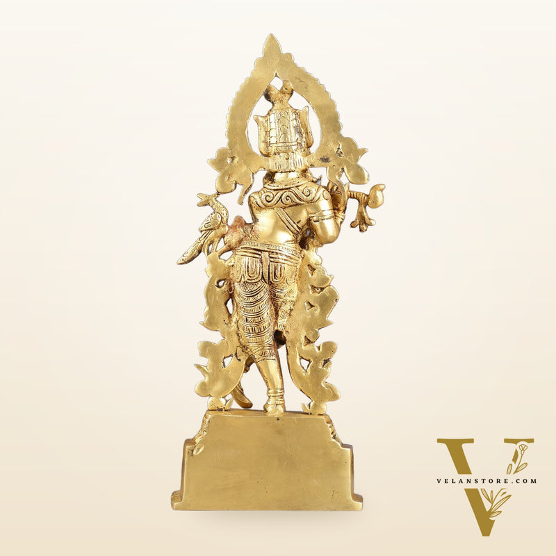 Handcrafted Pure Brass Lord Krishna Statue - 13.5 Inch
