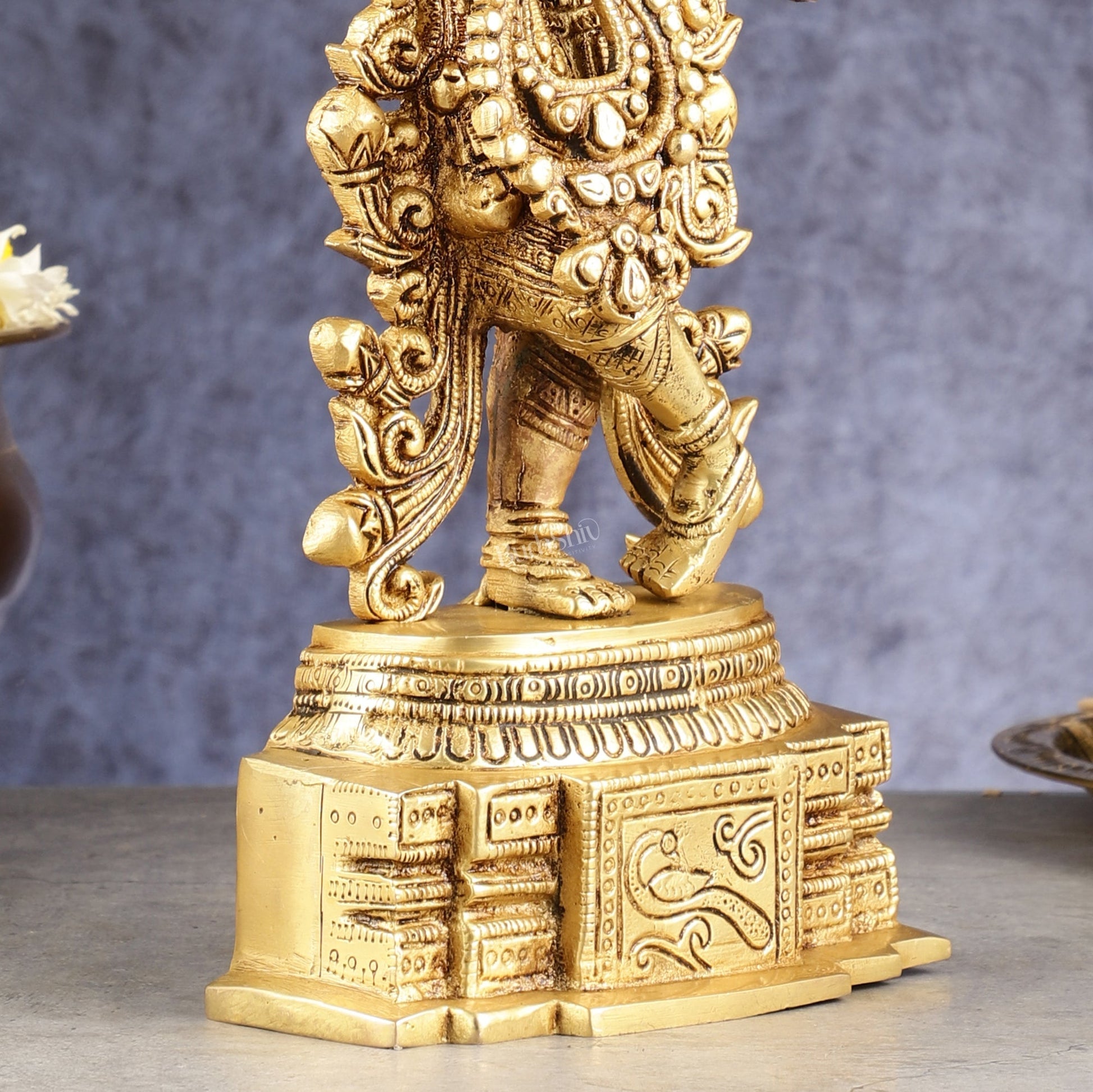 Handcrafted Pure Brass Lord Krishna Statue - 13.5 Inch