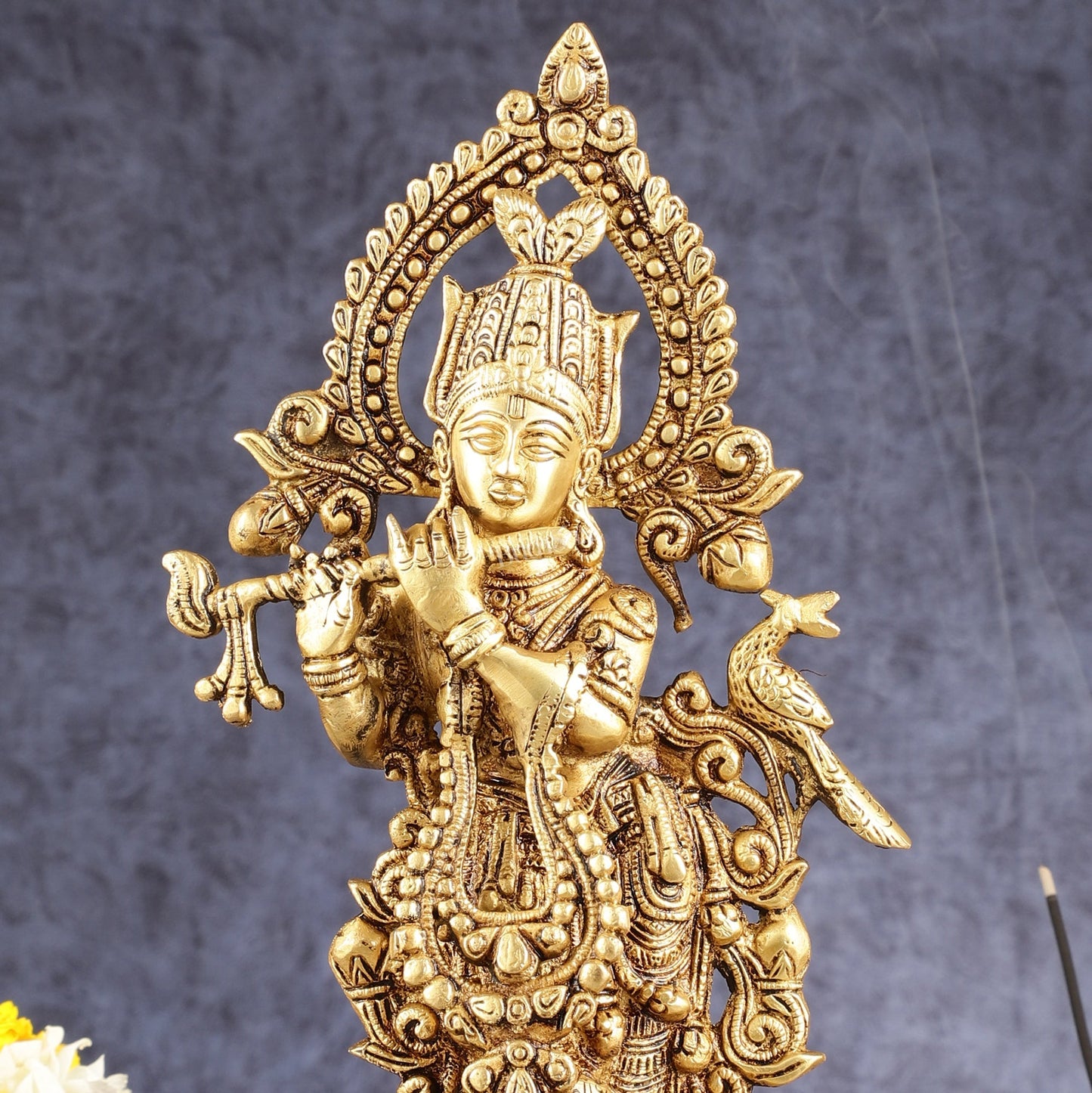 Handcrafted Pure Brass Lord Krishna Statue - 13.5 Inch
