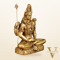 Handcrafted Pure Brass Lord Shiva Meditation Idol | 8.5 Inch