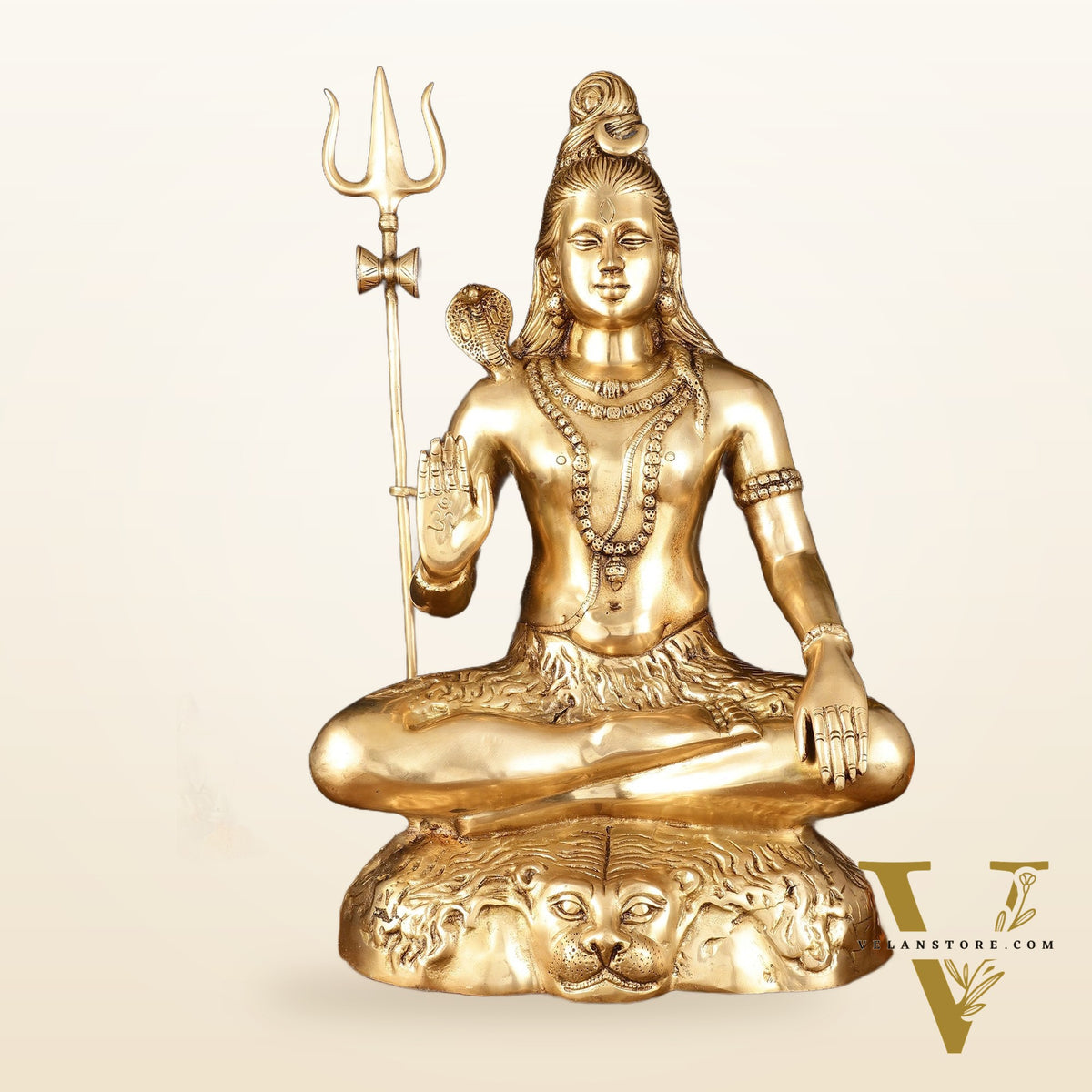Handcrafted Pure Brass Lord Shiva Statue - 23" Divine Mahadev Sculpture