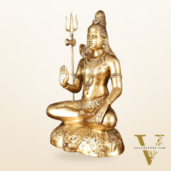 Handcrafted Pure Brass Lord Shiva Statue - 23" Divine Mahadev Sculpture
