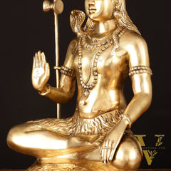 Handcrafted Pure Brass Lord Shiva Statue - 23" Divine Mahadev Sculpture