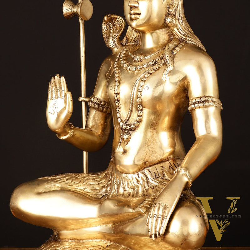 Handcrafted Pure Brass Lord Shiva Statue - 23" Divine Mahadev Sculpture