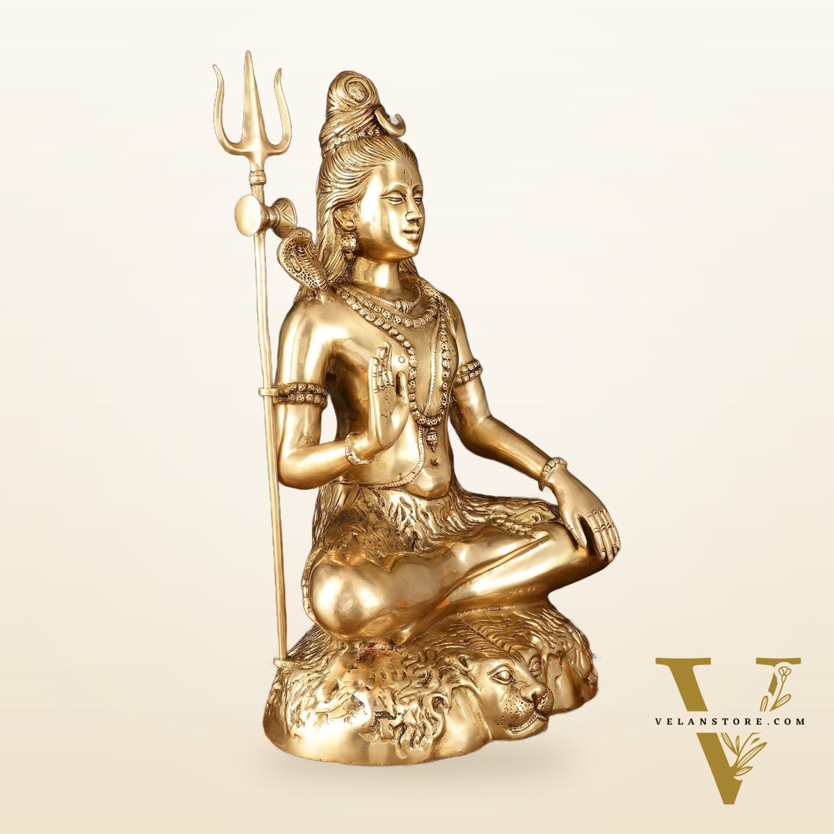 Handcrafted Pure Brass Lord Shiva Statue - 23" Divine Mahadev Sculpture