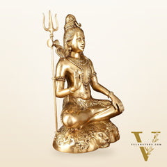 Handcrafted Pure Brass Lord Shiva Statue - 23" Divine Mahadev Sculpture