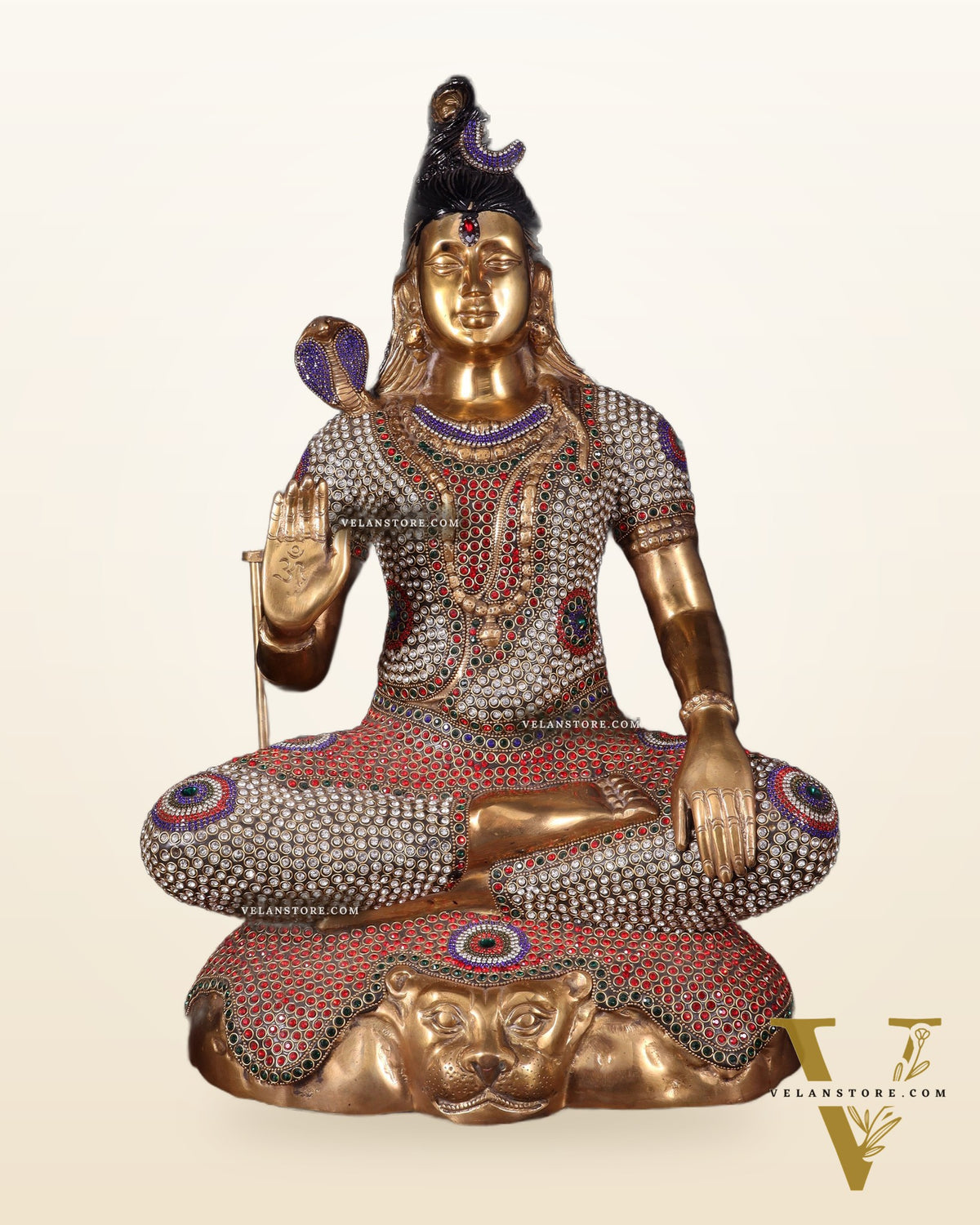 Handcrafted Pure Brass Lord Shiva Statue - 23" Height Jewelled up work