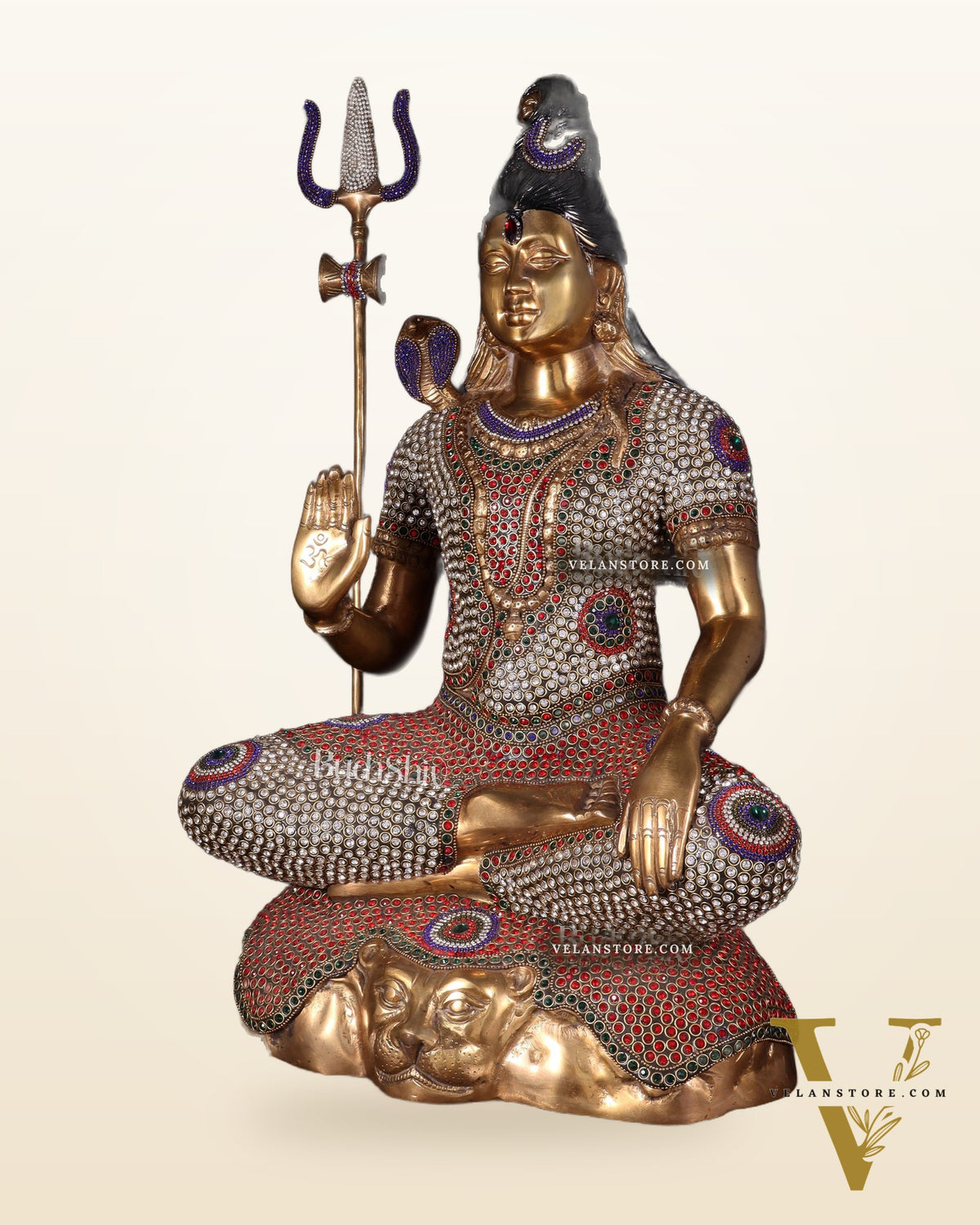 Handcrafted Pure Brass Lord Shiva Statue - 23" Height Jewelled up work