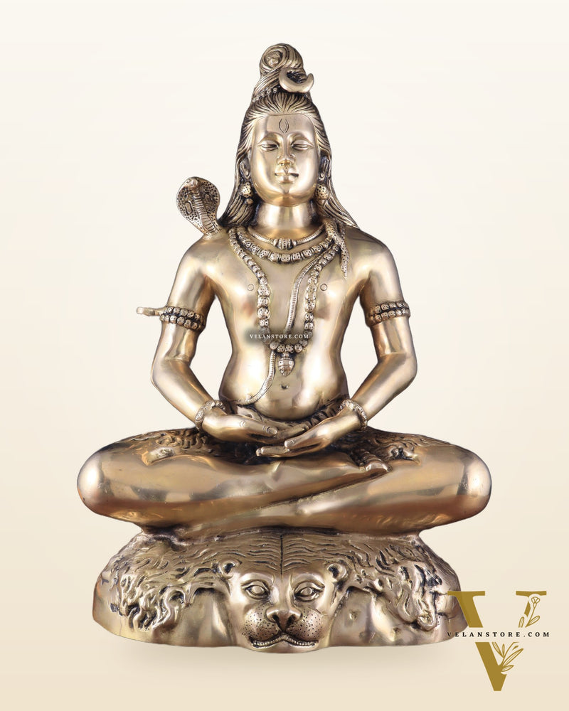 Handcrafted Pure Brass Lord Shiva Statue - 23" Meditation pose