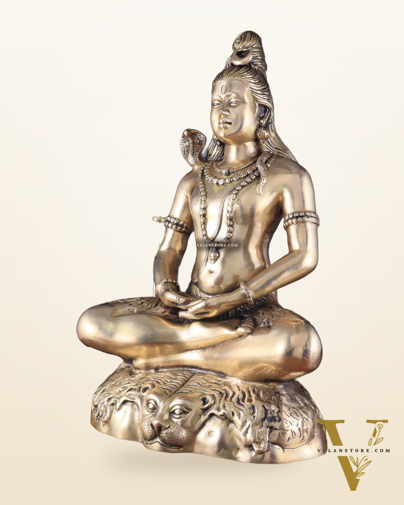 Handcrafted Pure Brass Lord Shiva Statue - 23" Meditation pose