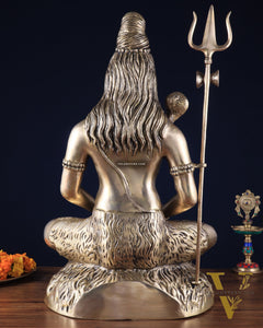 Handcrafted Pure Brass Lord Shiva Statue - 23" Meditation pose