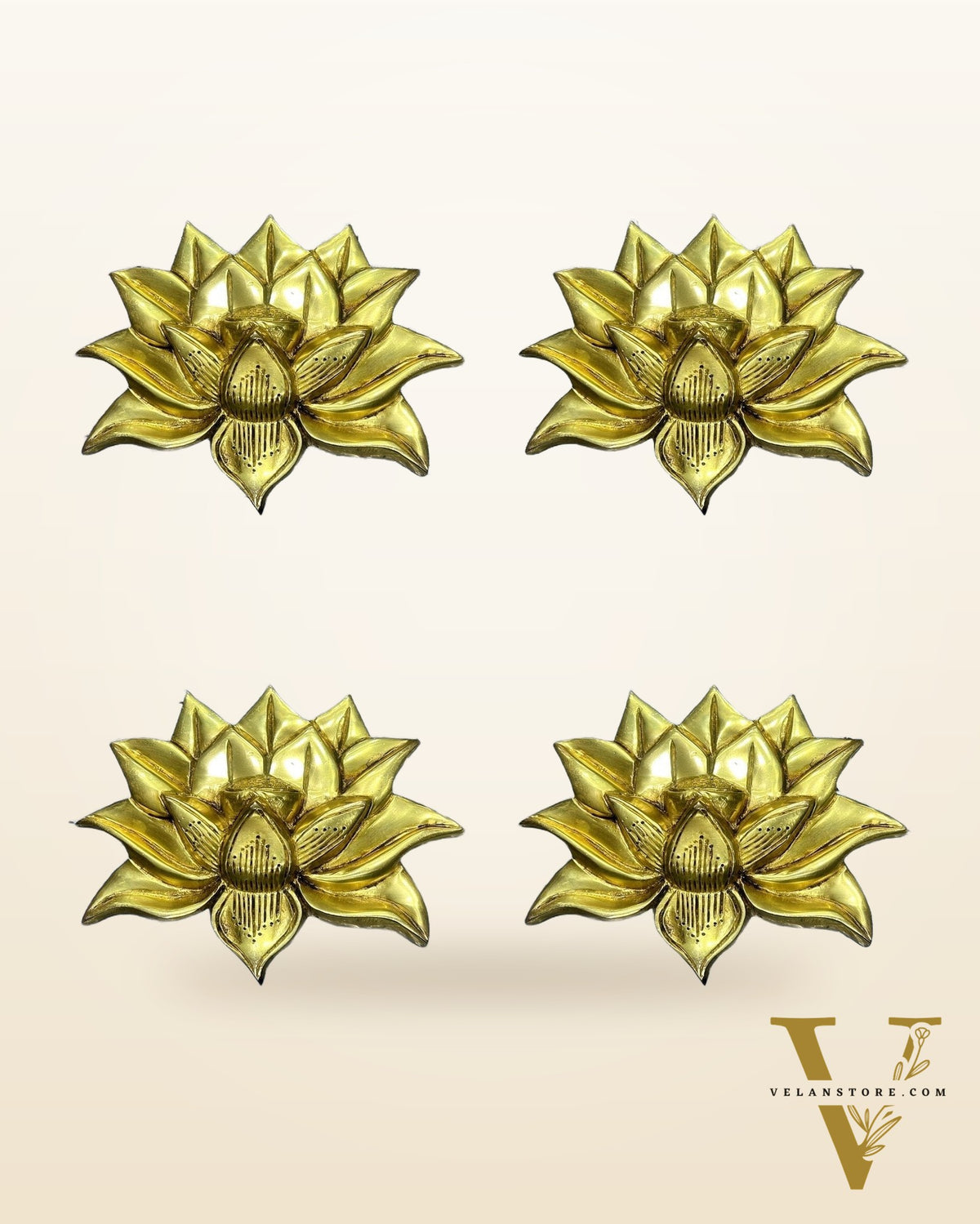 Handcrafted Pure Brass Lotus Wall Hanging - 5.25"