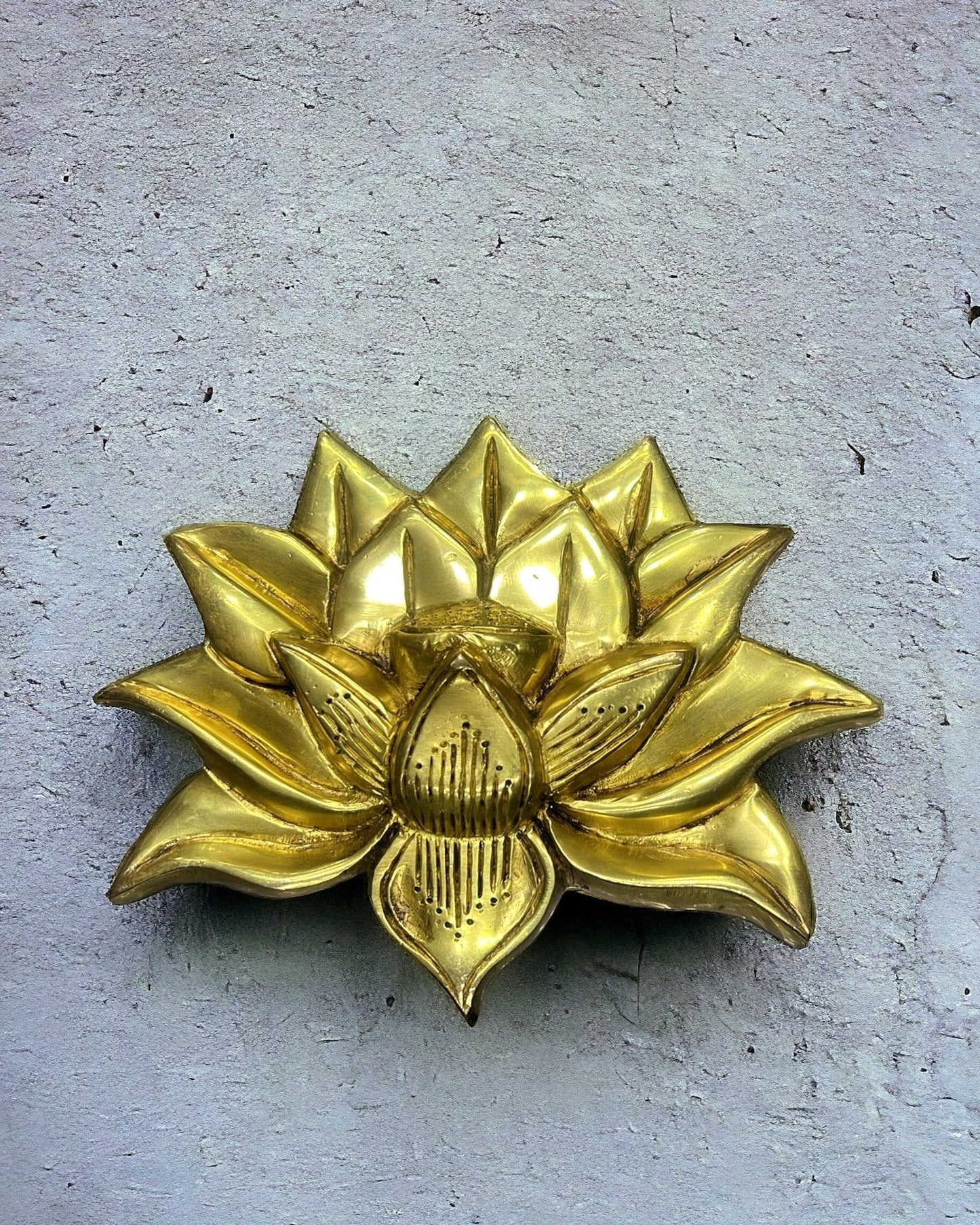 Handcrafted Pure Brass Lotus Wall Hanging - 5.25"