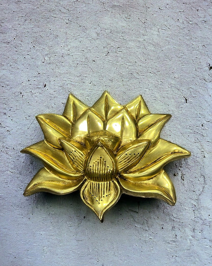 Handcrafted Pure Brass Lotus Wall Hanging - 5.25"