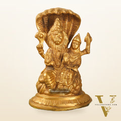 Handcrafted Pure Brass Narasimha Lakshmi Statue - 7.5" Height