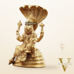 Handcrafted Pure Brass Narasimha Lakshmi Statue - 8 inch