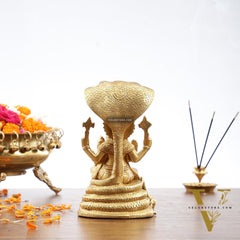 Handcrafted Pure Brass Narasimha Lakshmi Statue - 8 inch