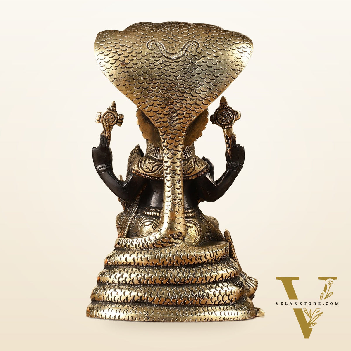 Handcrafted Pure Brass Narasimha Lakshmi Statue - 8"